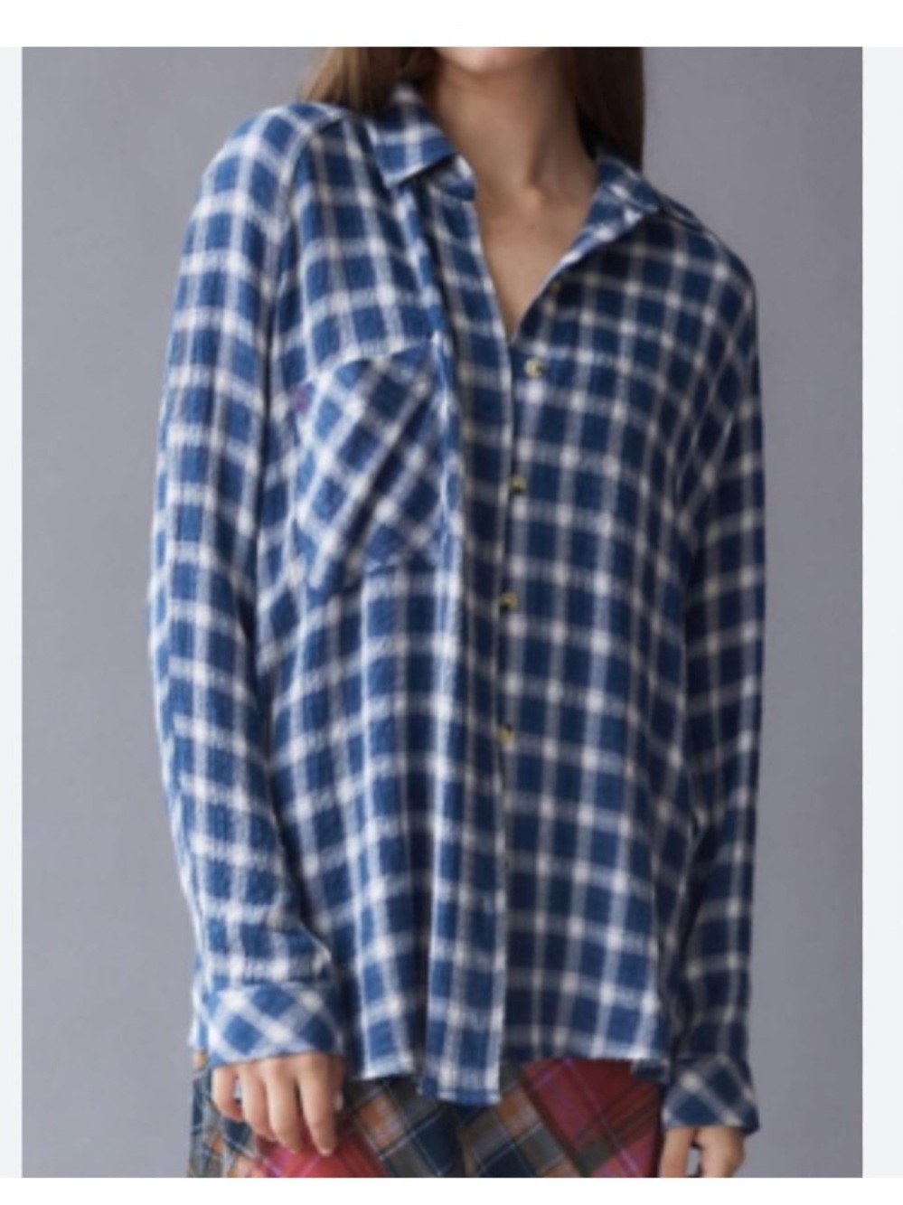BGD Keanu button down high low plaid button down womens Small
